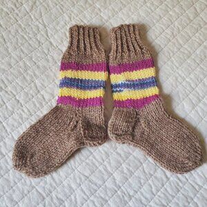 HAND KNIT KIDS SOCKS BOY GIRL SIZE 4-6 YEARS OLD LEG WARMERS SLEEPERS NEW